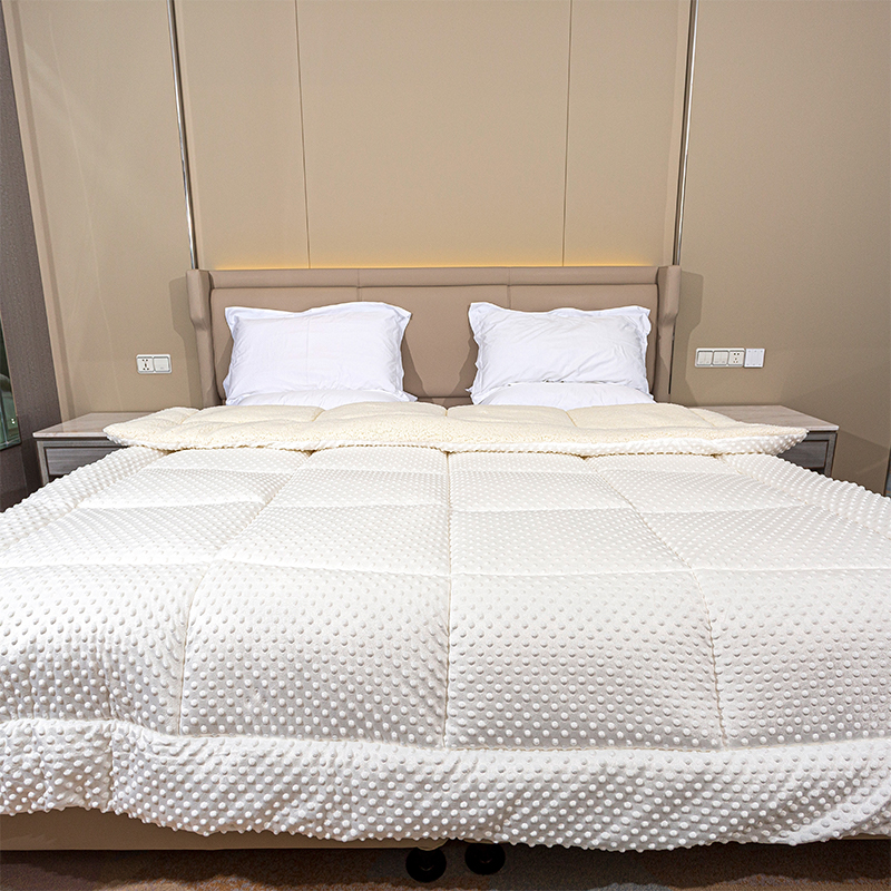 ミンキードットラムフリース掛け布団、ダブルファブリック超柔らかい暖かい羽毛布団濃い暖かい冬のキルトラグジュアリーフラフィフリース冬の毛布